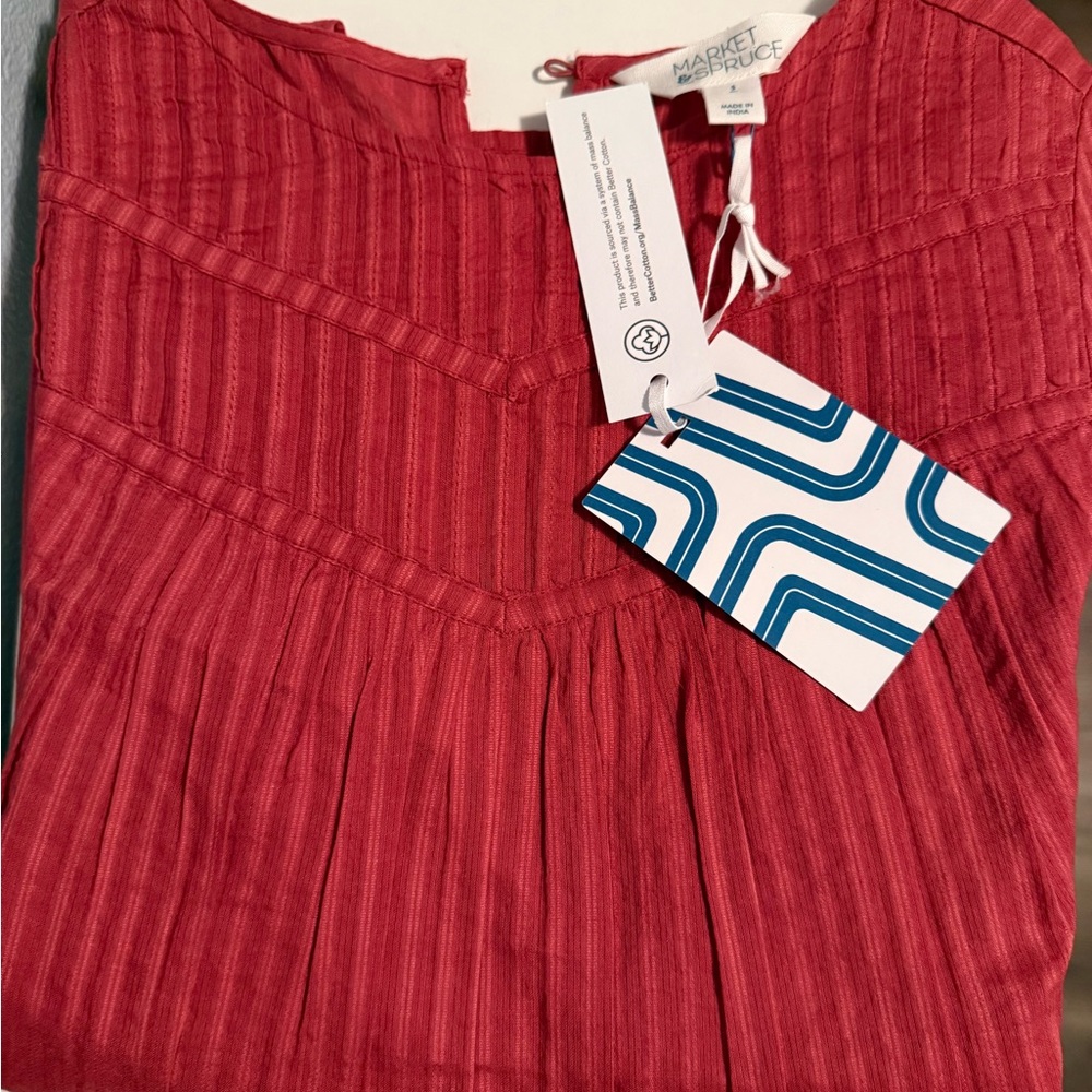 Market & Spruce Textured Red Blouse